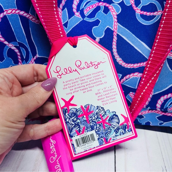 Lilly Pulitzer NWT Insulated Cooler Bag Booze Cruise Anchors Boating w/ Opener - Picture 5 of 10